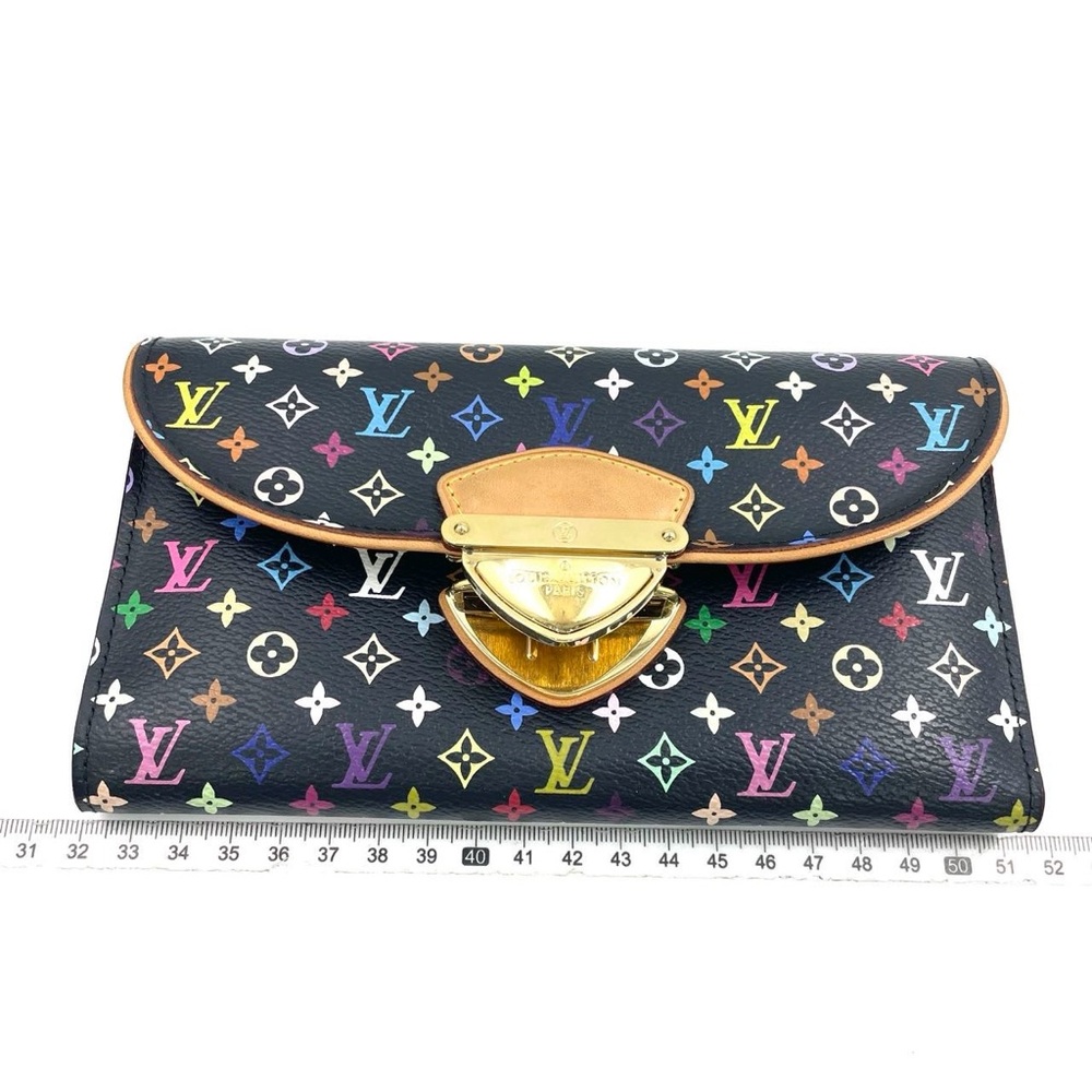 Louis Vuitton Portefeuille Eugenie Multicolor Trifold Long Wallet Black Pink